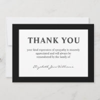 Tarjeta de agradecimiento simple para funeral con 