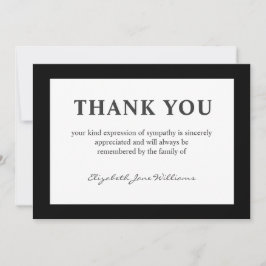 Tarjeta de agradecimiento simple para funeral con 