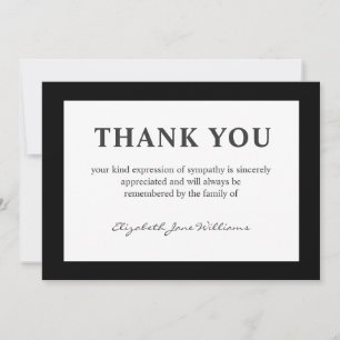 Tarjeta de agradecimiento simple para funeral con 