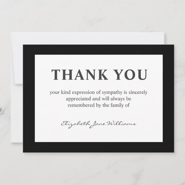 Tarjeta de agradecimiento simple para funeral con  (Anverso)