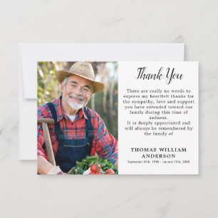 Tarjeta de agradecimiento simple para funeral con