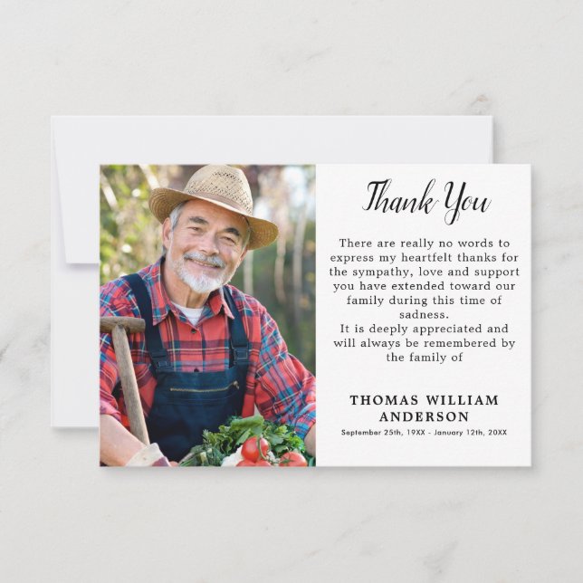 Tarjeta de agradecimiento simple para funeral con  (Anverso)
