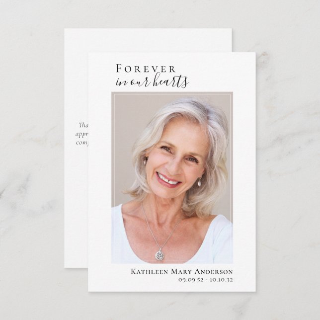 Tarjeta de agradecimiento simple para funerales |  (Anverso / Reverso)