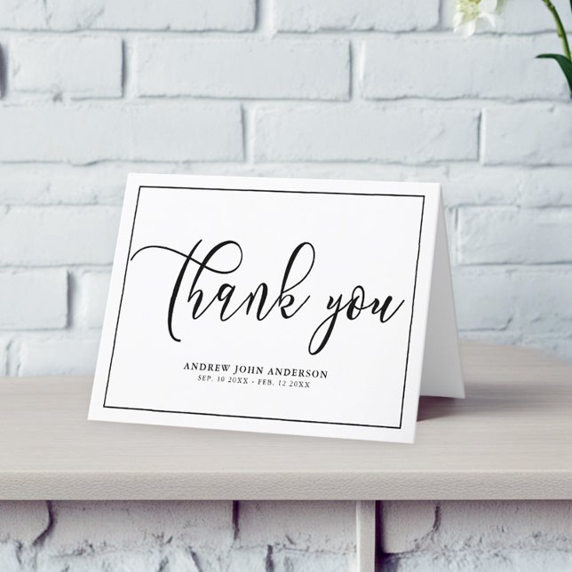Tarjeta de agradecimiento simple para funerales bl (Subido por el creador)