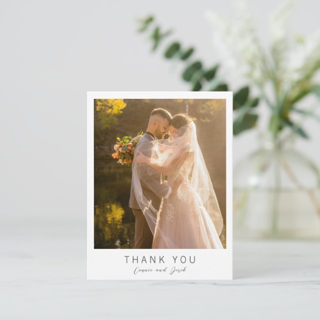 Tarjeta De Agradecimiento Simple Photo Modern Wedding (Anverso de pie)