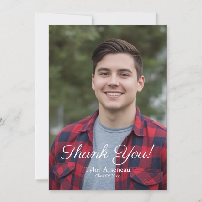 Tarjeta De Agradecimiento Simple Photo Thank you Graduation Personalize (Anverso)