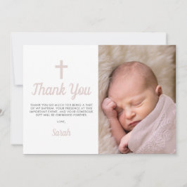 Tarjeta De Agradecimiento Simple Pink Girl Baptism Christening Photo