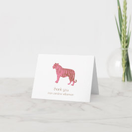 Tarjeta De Agradecimiento Simple Pink Tiger Art Personalized Stationery