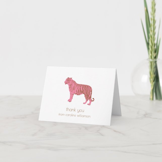 Tarjeta De Agradecimiento Simple Pink Tiger Art Personalized Stationery (Anverso)