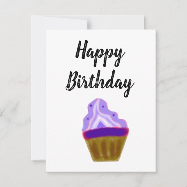Tarjeta De Agradecimiento simple quequitos púrpura elegante feliz cumpleaños (Anverso)