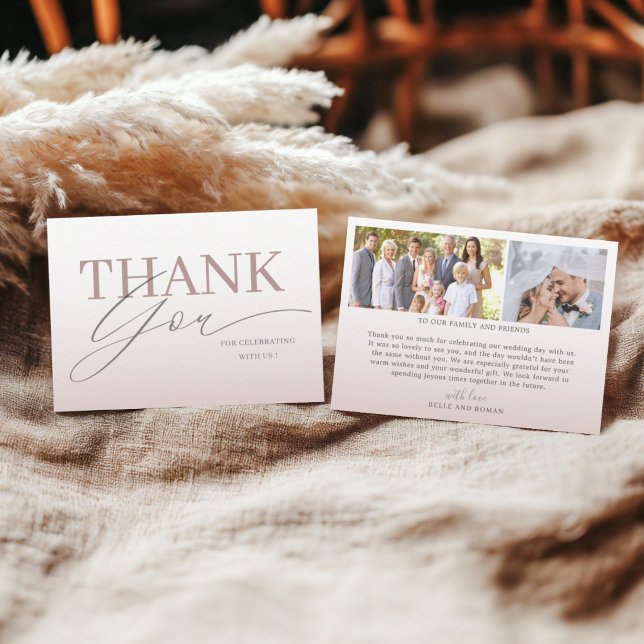 Tarjeta De Agradecimiento Simple Rose Gold Wedding Thank You (Subido por el creador)