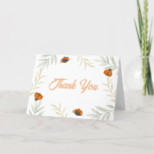 Tarjeta De Agradecimiento Simple Rústica Caída Ladybug Greenerenereneration