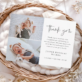 Tarjeta De Agradecimiento Simple Script Baby Photo