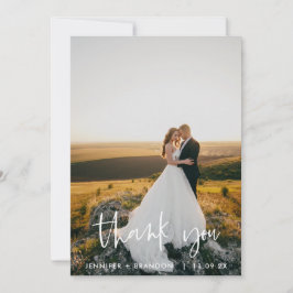 Tarjeta De Agradecimiento Simple Script Classy Boda Photo Gracias