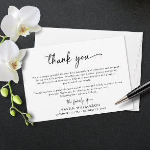 Tarjeta De Agradecimiento Simple Script Funeral Gracias