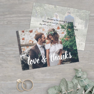 Tarjeta De Agradecimiento Simple Script Love & Gracias 2 Photo Boda