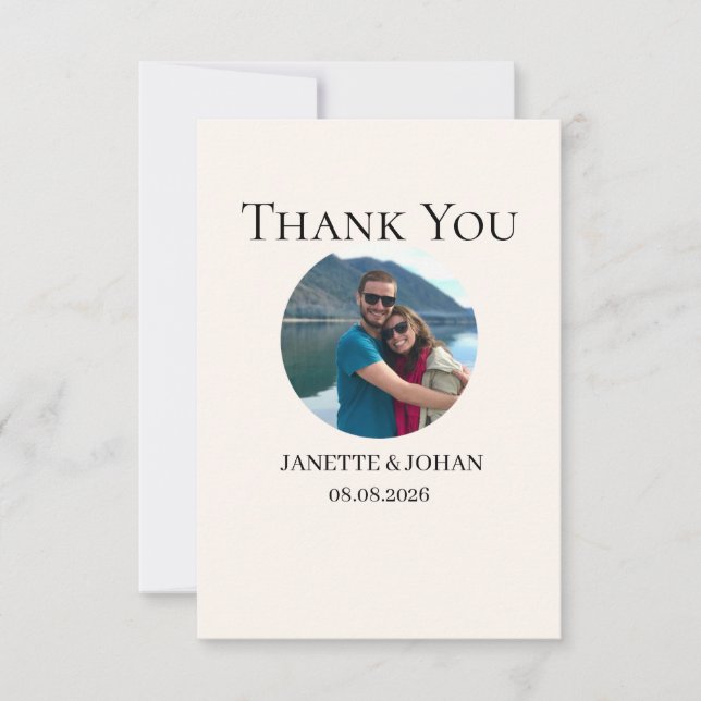 Tarjeta De Agradecimiento Simple Script Modern Wedding Photo Thank You Card (Anverso)