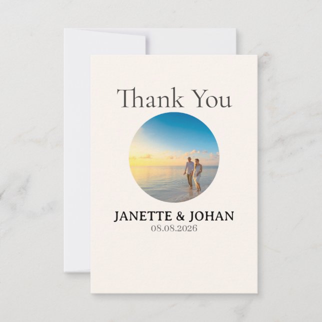 Tarjeta De Agradecimiento Simple Script Modern Wedding Photo Thank You Card (Anverso)