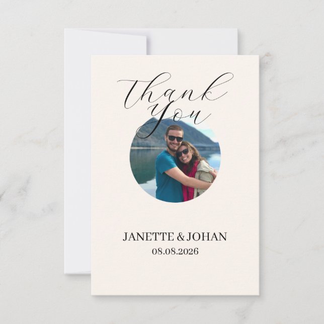 Tarjeta De Agradecimiento Simple Script Modern Wedding Photo Thank You Card (Anverso)