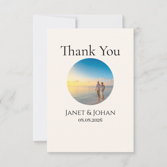 Tarjeta De Agradecimiento Simple Script Modern Wedding Photo Thank You Card (Anverso)