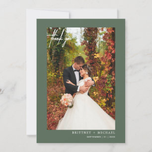 Tarjeta De Agradecimiento Simple Script Verde Sage Moderno Foto Gracias