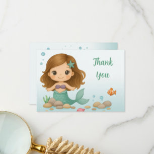 Tarjeta De Agradecimiento Simple sirena pequeña linda