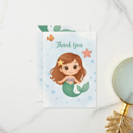 Tarjeta De Agradecimiento Simple sirena pequeña linda