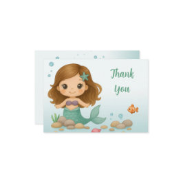 Tarjeta De Agradecimiento Simple sirena pequeña y linda