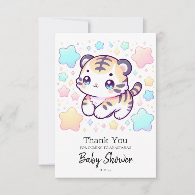 Tarjeta De Agradecimiento Simple Sweet Tiger Baby Shower (Anverso)