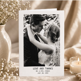 Tarjeta De Agradecimiento Simple Texto Elegante & Foto | Boda