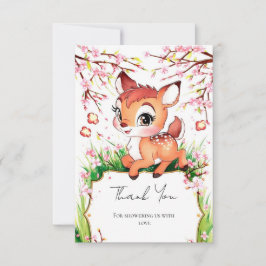 Tarjeta De Agradecimiento Simple Watercolor Fawn Baby Shower