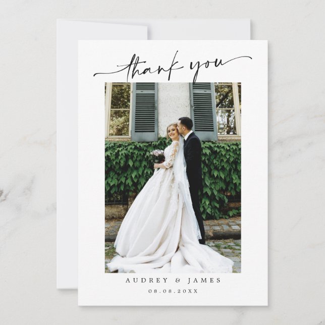 Tarjeta De Agradecimiento Simple Wedding Thank You Message (Anverso)