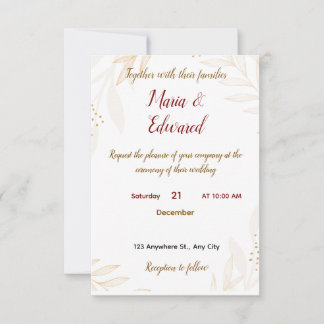 Tarjeta De Agradecimiento Simple Weeding Invitation