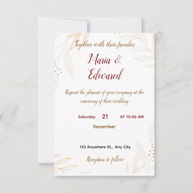 Tarjeta De Agradecimiento Simple Weeding Invitation (Anverso)