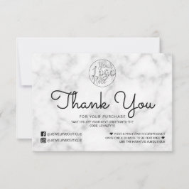 Tarjeta De Agradecimiento Simple White Black Marble Customer Gracias