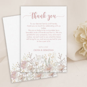 Tarjeta De Agradecimiento Simple Wildflowers Boho Boda