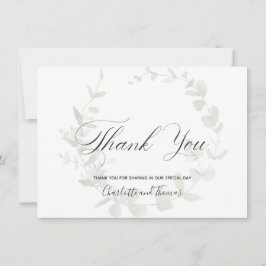 Tarjeta De Agradecimiento Simple Wreath Greenery Boda Gracias