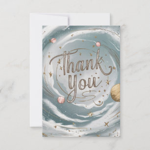 Tarjeta De Agradecimiento Simple y caprichoso Celeste cósmico