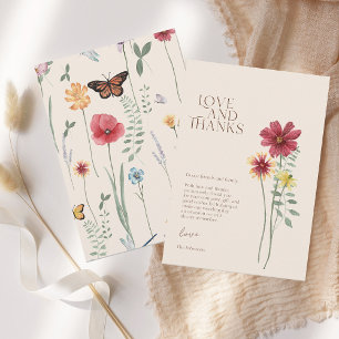 Tarjeta De Agradecimiento Simple Y Colorido Amor A La Flor Silvestre Y Graci