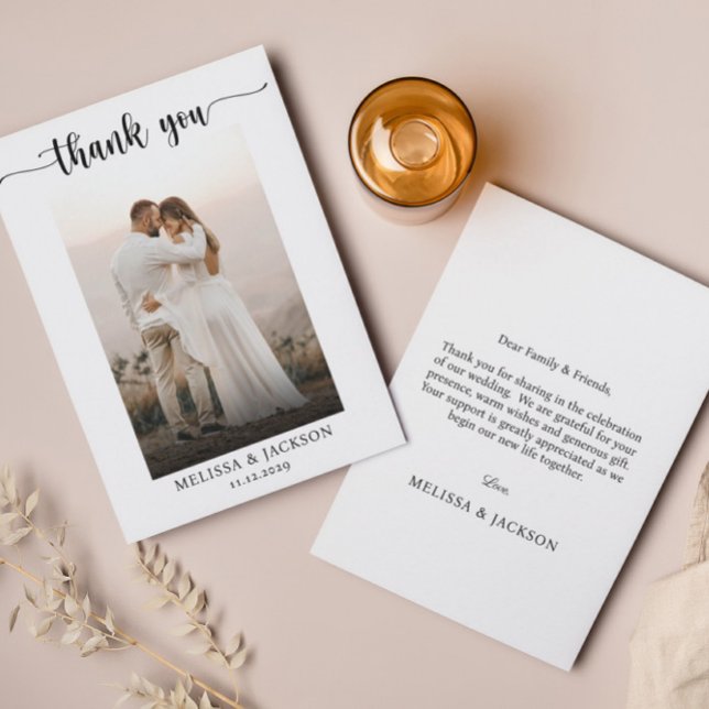 Tarjeta de agradecimiento simple y elegante Boda d (Subido por el creador)