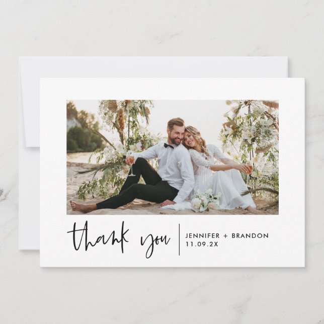 Tarjeta de agradecimiento simple y moderno | Boda  (Anverso)