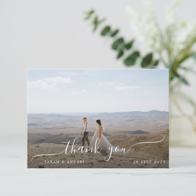Tarjeta De Agradecimiento Simple y moderno guión gráfico Boho Boda de borde (Anverso de pie)