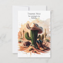 Tarjeta De Agradecimiento Simple y salvaje cumpleaños de Cowboy Occidental