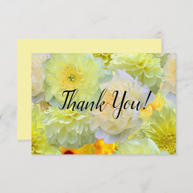 Tarjeta De Agradecimiento Simple Yellow Floral Thank You (Anverso / Reverso)