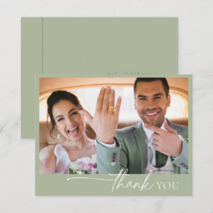 Tarjeta De Agradecimiento Simplemente Boda de Moda Gracias Sage Green ID1046