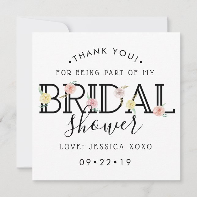 Tarjeta De Agradecimiento Simplemente Chic Jardín Floral de Boda Agradecimie (Anverso)