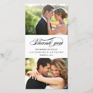 Tarjeta De Agradecimiento Simplemente Elegante Boda Gracias - Blanco