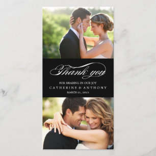 Tarjeta De Agradecimiento Simplemente Elegante Gracias De Boda - Negro
