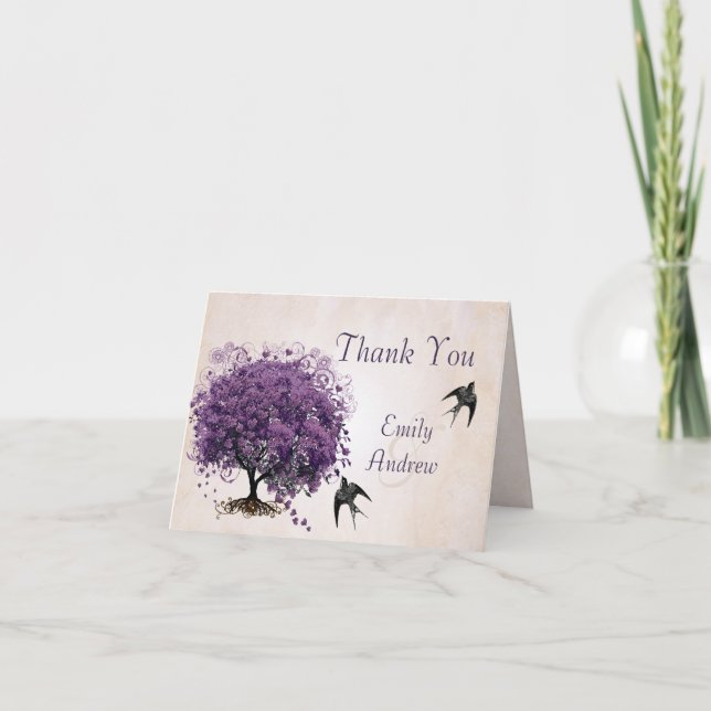 Tarjeta De Agradecimiento Simplemente Melocotón Corazón Árbol Bodas Agradeci (Anverso)