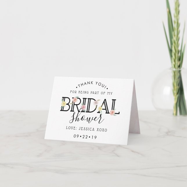 Tarjeta De Agradecimiento Simplemente Moda Floral Garden Bridal Shower Graci (Anverso)